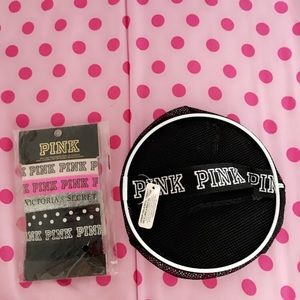 Pink bag with hair tights.